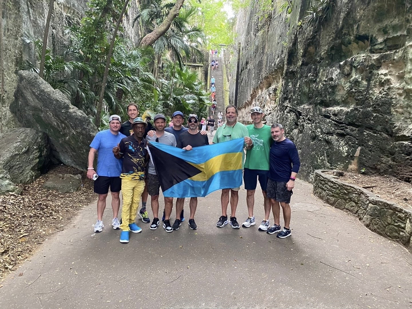 Guests exploring the Queen's Staircase in Nassau